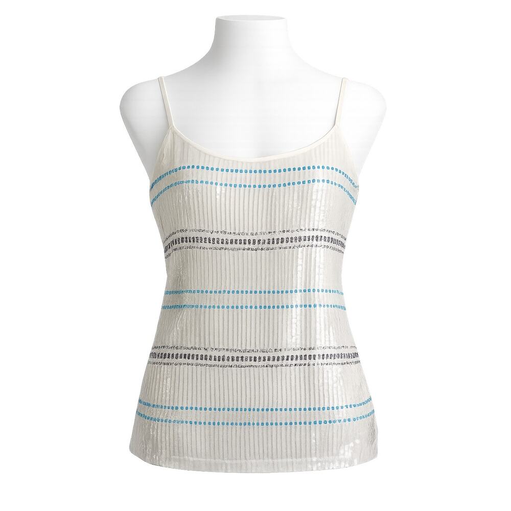 White House Black Market Sequin Stripe Tank • Size M (US 8–10)